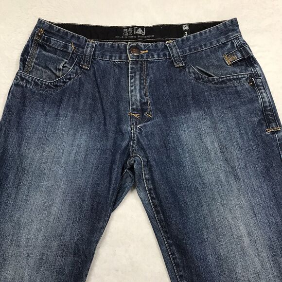 BLUE GURU Jeans Men 36/34 (34x32 actual) Blue Wide Leg Denim Flap Pocket - Picture 3 of 16